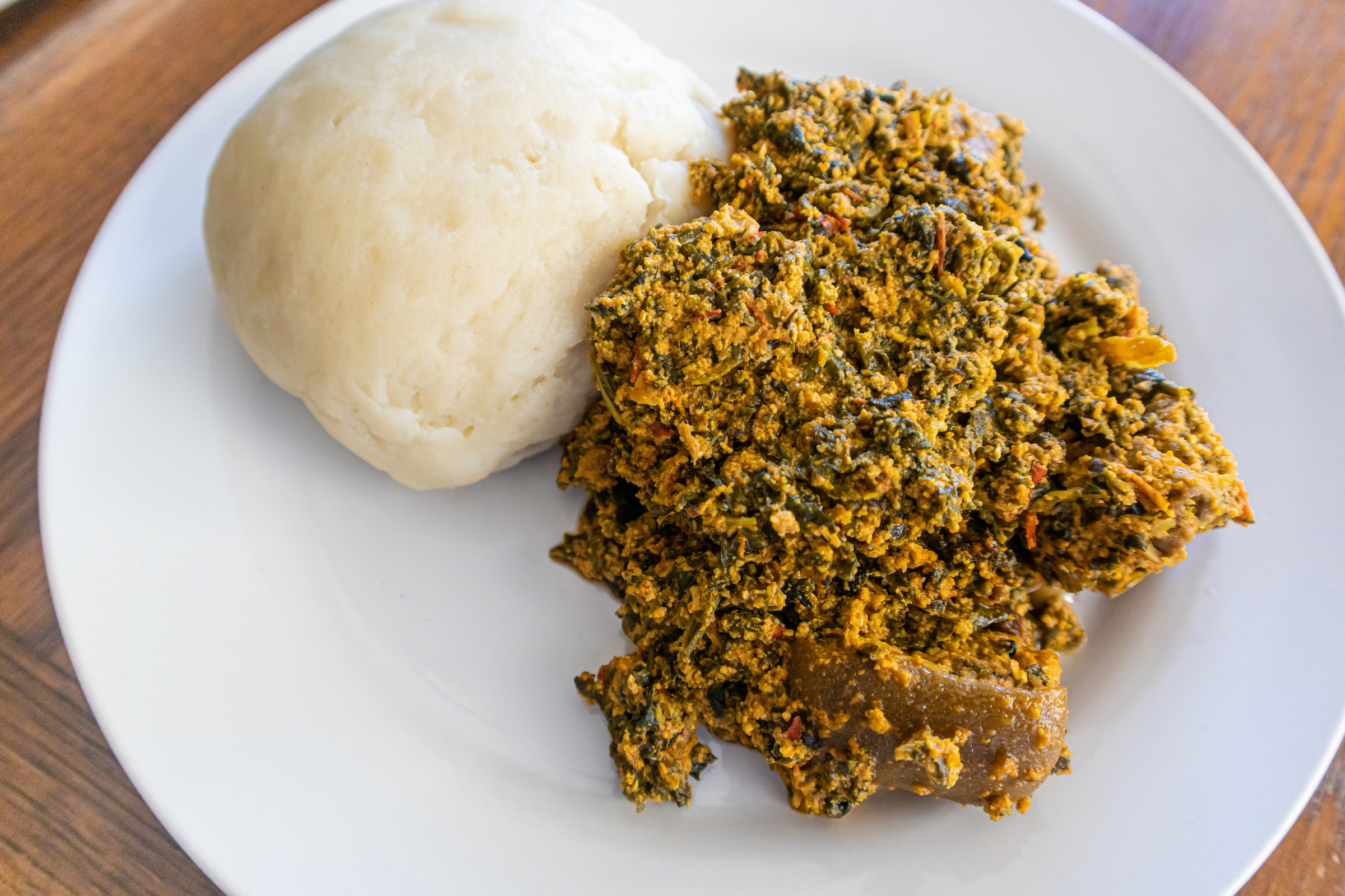 Nigerian Egusi Soup served with Pounded yam